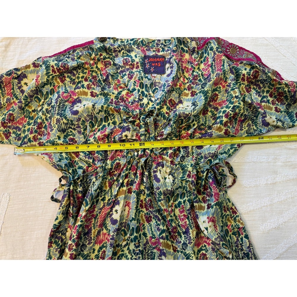 Johnny Was Women's XL Silk Floral Embroidered Boho Tunic Dress Top - Picture 6 of 9